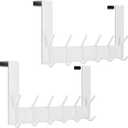 WEBI Over The Door Hook White,Over The Door Towel Rack,Door Hanger,Door Coat Towel Hanger,Door Coat Rack for Hanging Clothes,Jacket,Back of Bathroom,2 Packs