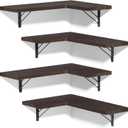 Love-KANKEI Corner Shelf Wall Mounted, Floating Wall Shelves for Storage, Rustic Wood Hanging Shelves for Display, Bedroom Bathroom Living Room Kitchen, Set of 4, Dark Brown