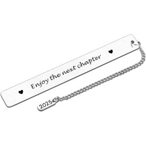 College Graduation Gifts for Women, 2025 Graduation Bookmarks, Retirement Leaving Gifts for Women Men, Farewell Gift for Coworkers, Bookish Gift for Book Lovers, Enjoy The Next Chapter (Silver)
