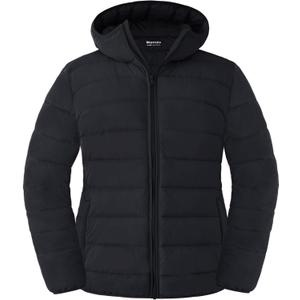 wantdo Women's Plus Size Lightweight Jackets Full-Zip Quilted Warm Jacket with Hood (4X, Black)