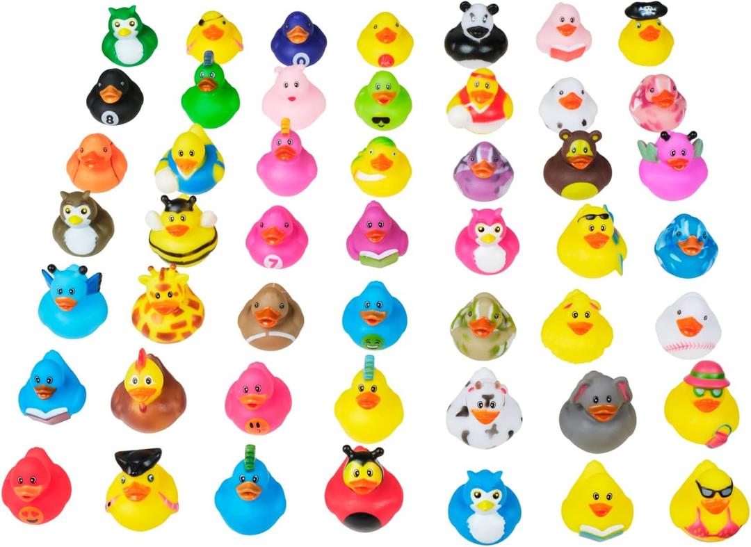 Kicko 2 inches Assorted Rubber Ducks in Bulk - 25 Pack - Ducking Jeeps for Kids
