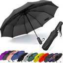 SIEPASA Windproof Travel Compact Umbrella-Automatic Umbrellas for Rain-Compact Folding Umbrella, Travel Umbrella Compact, Windproof Umbrellas for Men Women Teenage.(Black, 54 Inch)