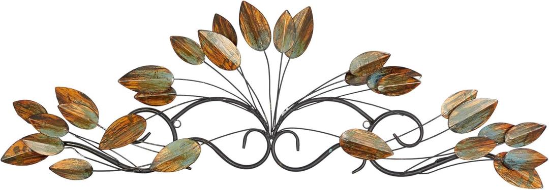 Deco 79 Metal Leaf Home Wall Decor Wall Sculpture, Wall Art 34" x 1" x 10", Brown