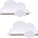 Haomian 2Pcs Cloud Floating Wooden Shelves Wall Mounted Storage Display Shelves for Bedroom Wall Decoration Space Saving Wall Shelves for Home Decor and Storage Organization, White