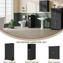 ChooChoo Slim Bathroom Storage Cabinet, Narrow Small Bathroom Organizer with Slide Out Drawer Storage, Toilet Paper Holder, for Small Spaces, Black, 15.74"D x 7.48"W x 28.35"H