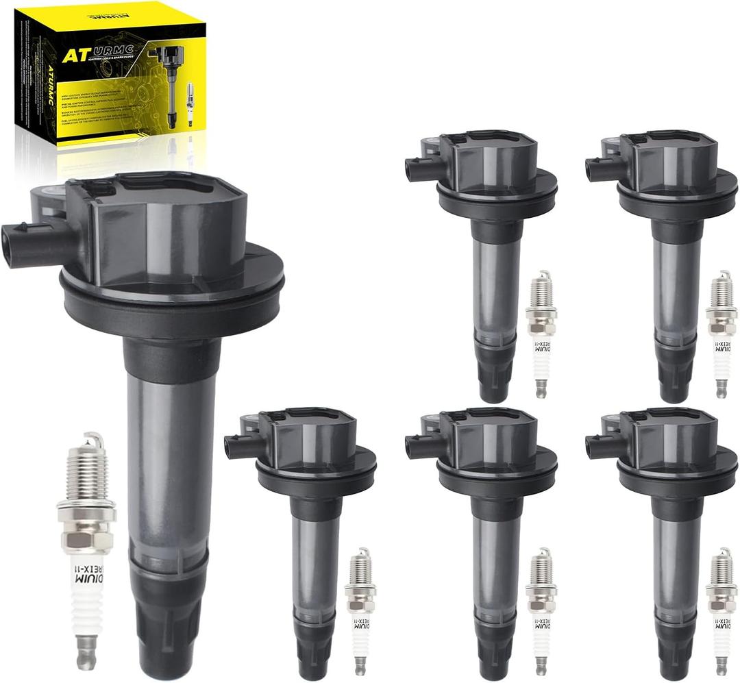 Set of 6 UF823 Ignition Coils Pack & Iridium Spark Plugs Compatible with Ford Transit 150 250 350 Edge Flex Lincoln MKT/MKX Continental V6 3.7L 3.5L OEM Replaces# 7T4Z12029F DG563 UF-823