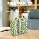 Large Bible Cover for Women, Mint Green & Teal Boho Geometric Bible Case with Zipper, Durable Canvas Study Bible Bag with Handle, Fits up to 10 x 7 x 2 Inches