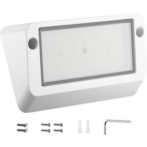 Dual-Color Exterior RV Porch Light LED - 1400 Lumen 12V Waterproof Floodlight for Campers, Trailers Outdoor - IP67 All-Weather Aluminum Fixture - White/Amber Switchable via RV Control (1- Pack)