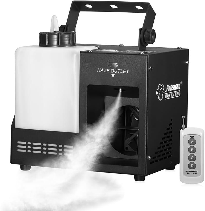 Haze Machine, Continuous Fog Machine with Wireless Remote Timer and DMX, Enhances the Light Show, Perfect for DJ Clubs, Stages, and Halloween Parties, FH-01