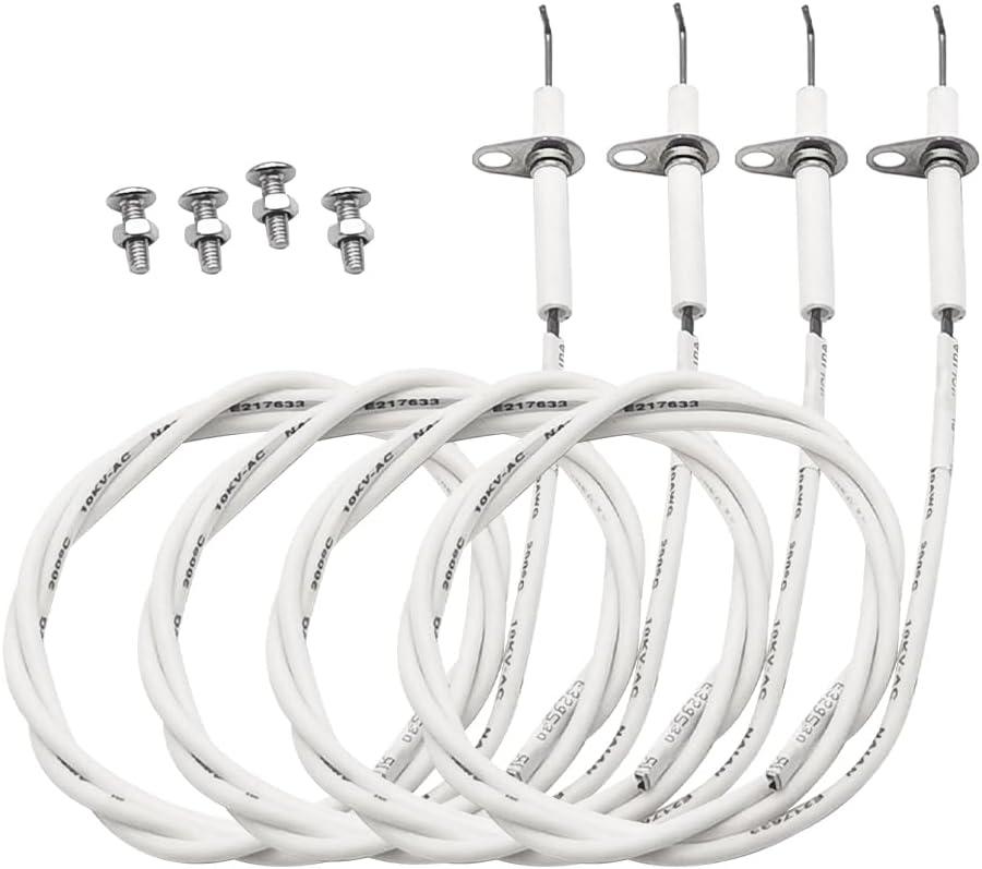 4-Pack Grill Igniter Wire & Ceramic Electrode Kit Fit for Jenn Air, BBQ Grillware, Vermont Casting and Others Gas Grill Igniter Ignition Electrode Gas Burner