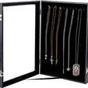 Vertical Necklace Holder Organizer,Necklace Storage,Necklace Organizer Box,Jewelry Tray with Glass Lid (Black Velvet)