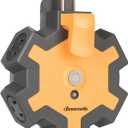 DEWENWILS Outdoor Extension Cord Power Adapter, Heavy Duty 5-Outlet Power Hub with Swivel Safety Covers, Widely-Spaced Power Outlet for Workshop, Jobsite, Garage, 15A Circuit Breaker (Orange)