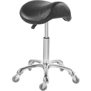 Antlu Saddle Stool Chair for Massage Clinic Spa Salon Cutting, Saddle Rolling Stool with Wheels Adjustable Height (Black), Without Backrest