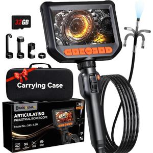 Daxiongmao Endoscope Camera with Lights, 1080P HD Two-Way Articulating Borescope, IP67 Waterproof Snake Camera Ideal for Inspecting Walls, Vents, Automotive Engines, Pipes A Tool for Men (5ft)