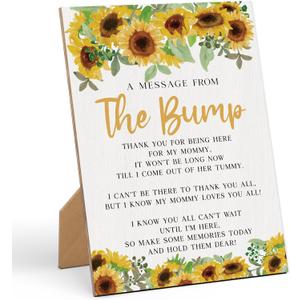 Baby Shower Games a Message from The Bump Baby Shower Game Sign-811 Inches, Sunflower Wooden Game Sign, Gender Neutral Tabletop Decor for Gender Reveal Party, Newborn Announcement Decoration-LA7 (multicoloured07)
