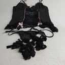 Lilosy Sexy Stocking Garter Belt Bows Floral Lace Babydoll Corset Push Up Teddy Lingerie Set with Panty (3X-Large, Black)