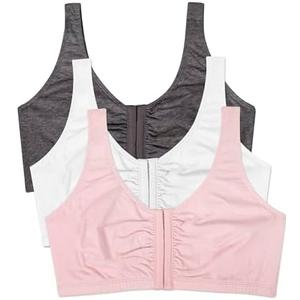 Fruit of the Loom Women's Multi-Pack Front Closure Cotton Bra, Size: L