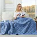 Cozy Bliss Cooling Throw Blanket for Hot Sleepers 50"x70", Q-Max 0.45 Cooling Comfort, Cold Blankets for Night Sweats Sleeping, Ultra-Cool Lightweight Breathable Summer Blanket for Couch Bed, Blue