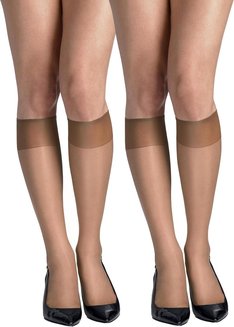 Hanes Silk Reflections Women's Sheer Toe Silky Sheer Knee-High Stockings