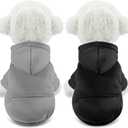 SATINIOR 2 Pieces Winter Dog Hoodie Warm Small Dog Sweatshirts with Pocket Cotton Coat for Chihuahua Clothes Puppy Costume (S,Black, Gray)