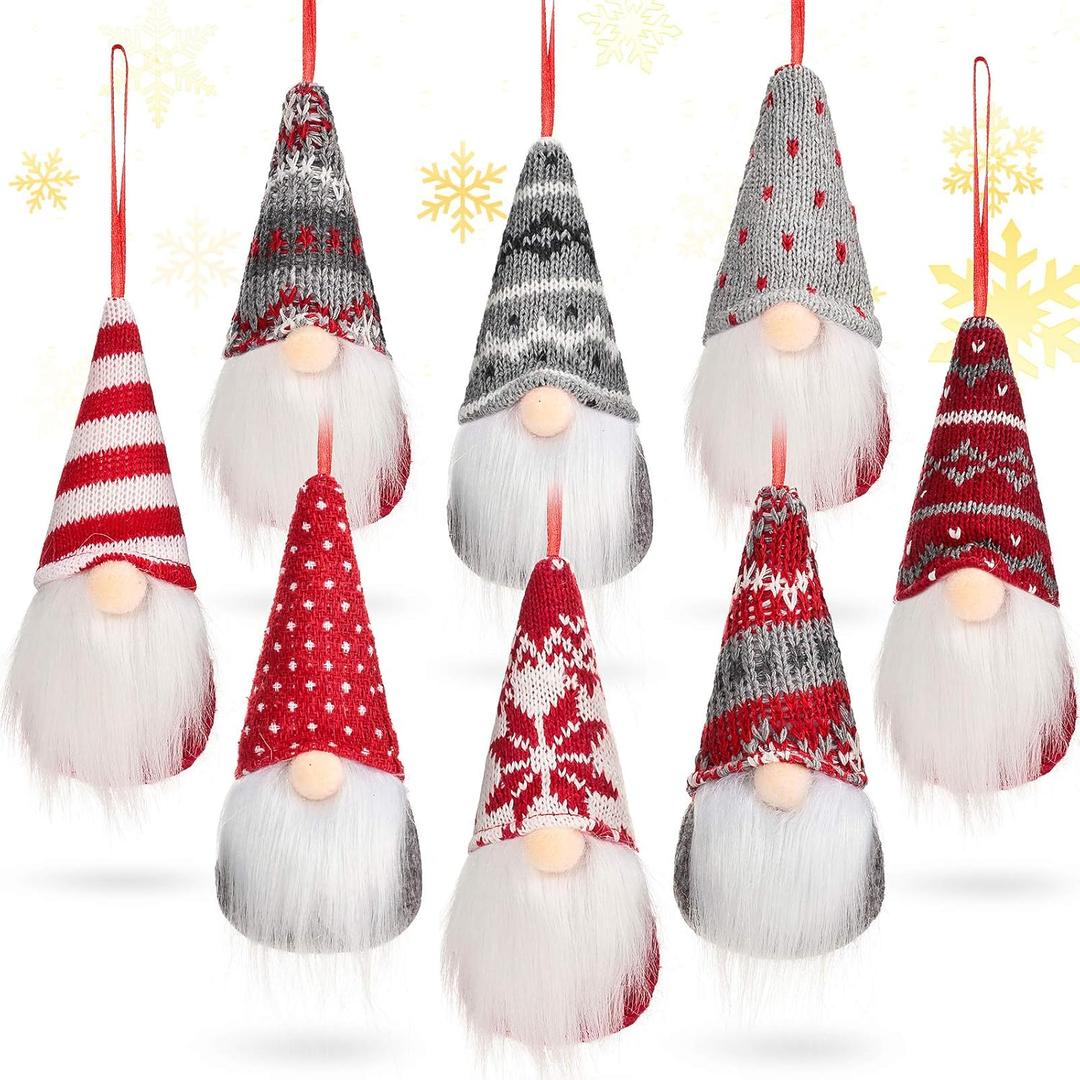 Christmas Gnomes Ornaments Handmade Scandinavian Santa Plush Swedish Gnome Ornaments Christmas Tree Hanging Decoration Holiday Xmas Home Decor