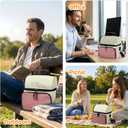 Insulated Lunch Box Dual Compartment Lunch Bag Leakproof Cooler for Men Women with Adjustable Strap,for Work, Picnic, Beach, Camping, Travel (Pink Beige,12L)