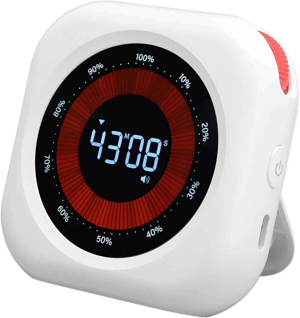 Sorandy Digital Visual Timer Rechargeable, Silent Desk Timer with Large VA Display, Adjustable Brightness, Volume Productivity Timer with Magnetic Backing and Stand for Cooking,