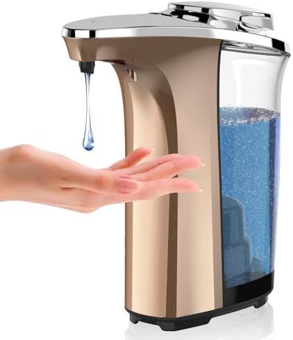 Automatic Soap Dispenser, PZOTRUF Touchless 17oz/500ml with Upgraded Infrared Sensor, 5 Adjustable Soap Dispensing Levels, Liquid Hand Soap Dispenser for Bathroom (Rose Gold)