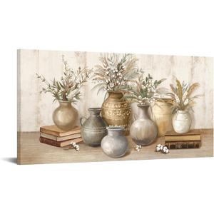 Large Boho Botanical Wall Art Farmhouse Vase Decoration 20x40 Inch