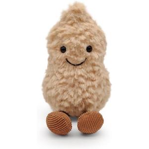 Plush Peanut Soft Toy, 5.9 Peanut Plush Doll for Children, Beige Fluffy Stuffed Doll with Feet, Cute Smiling Plush Doll Gift for Birthday and Valentine's Day