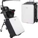 Carry on Luggage with Seat for Kids Expandable Ride on Suitcase with Spinner Wheels and Locks for Travel (White)