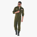 Fun Shack Flight Suit Costume for Men, Air Force Jumpsuit, Mens Fighter Pilot Outfit, Aviation Costume for Adults, Medium