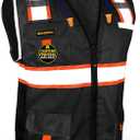 KwikSafety - Charlotte, NC - UNDERBOSS Safety Vest [11 POCKETS] Premium ANSI Class Unrated High Visibility Vest Construction Surveyor Reflective Vest Industrial Work Safety Vest for Men/Black Medium (Base Design | Black | 1 Pack)