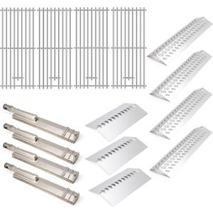 Adviace Grill Replacement Parts for Bull 47629 47628 26039 26038 87048 87049 BBQ Grill, 16517 Cooking Grate & 16521 16631 Flame Tamer 16670 16520 Heat Shield & 35717 16516 Grill Burner for Bull Grill (4pcs Burners Kit with Grates)