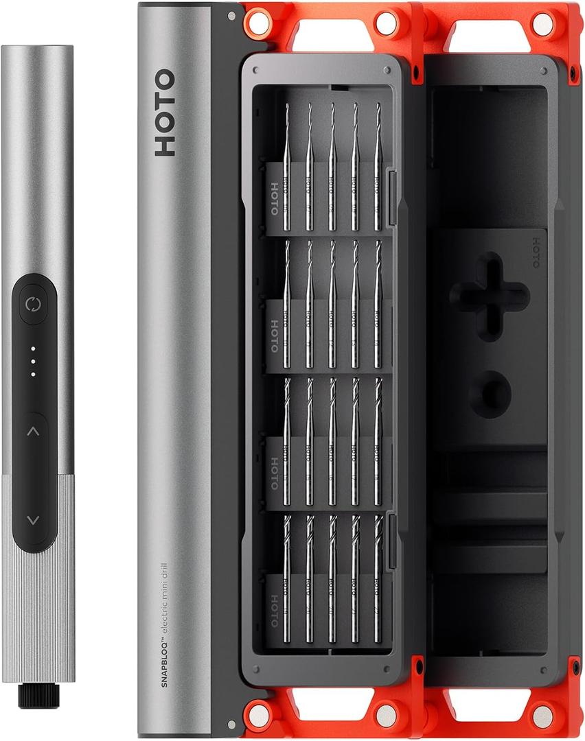 HOTO SNAPBLOQ D-A03 Electric Mini Drill Pen with 20 Bits, Brushless Motor, 3-Speed USB-C Rechargeable Electric Hand Drill, Power Tool for PCB, Jewelry Making, Wood, Plastic, DIY, 3D Printer