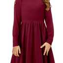 Yoklass Girl's Dress with Pockets Kids Flowy Stretchy Burgundy Long Sleeve Dresses 8-9 Years (L)