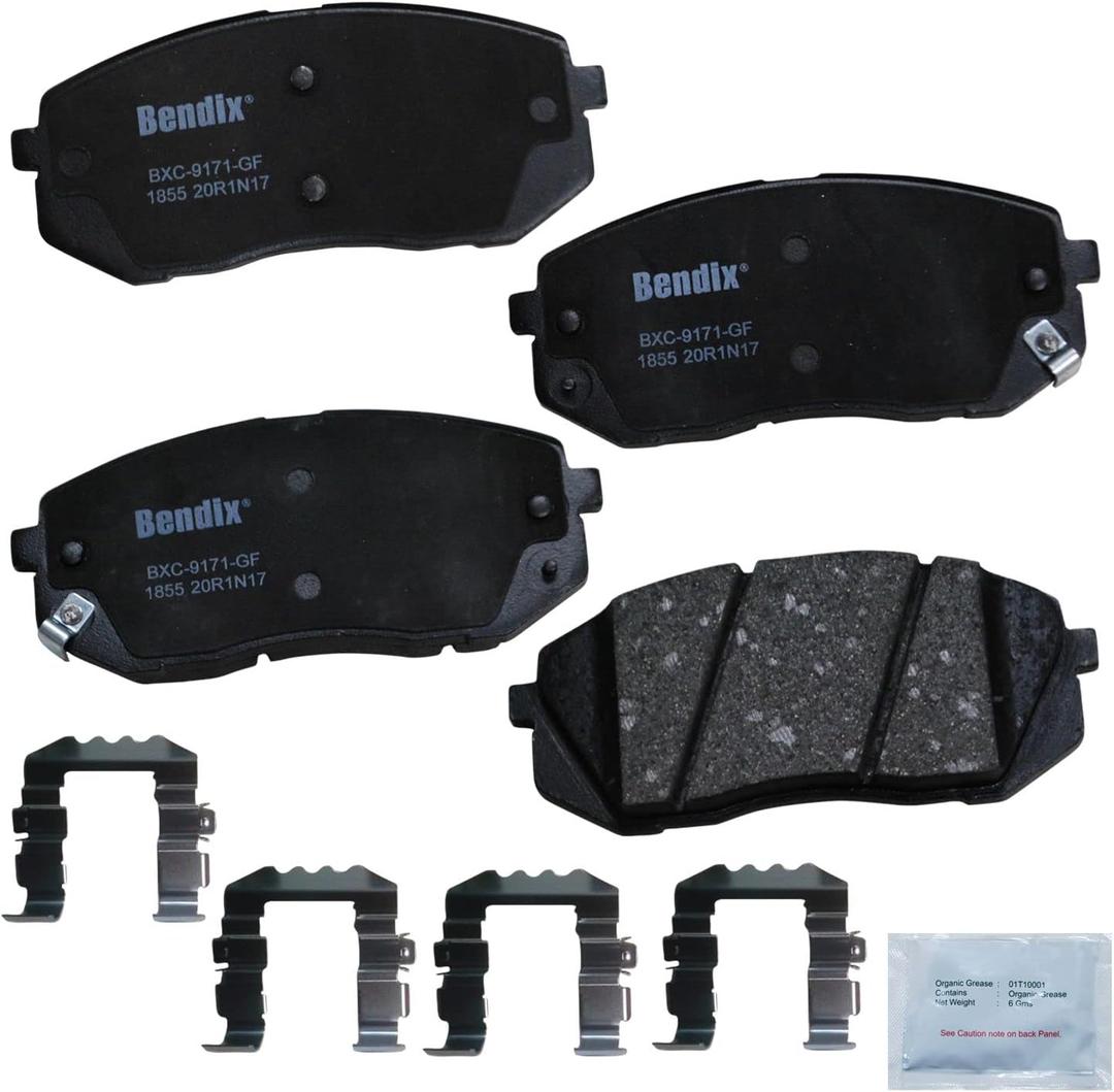 Bendix Priority1 CFC1855 Ceramic Front Brake Pads for Select Models Hyundai Elantra GT, Kona, Sonata, Veloster, Kia Forte, Optima, Seltos, Soul, Soul EV