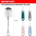 Bottle Brush Replacement Head for OXO Bottle Brush Tot Only, 2 Pack Bottle Brush Refills, Dual Bristle Design for Baby Bottles, Water Bottles, Glasswares