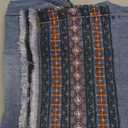 Flamingals Straight Leg Cropped Jeans for Women Trendy Mid Rise Stretchy Tribal Embroidery Raw Hem Ankle Jeans (XX-Large, Light Blue)