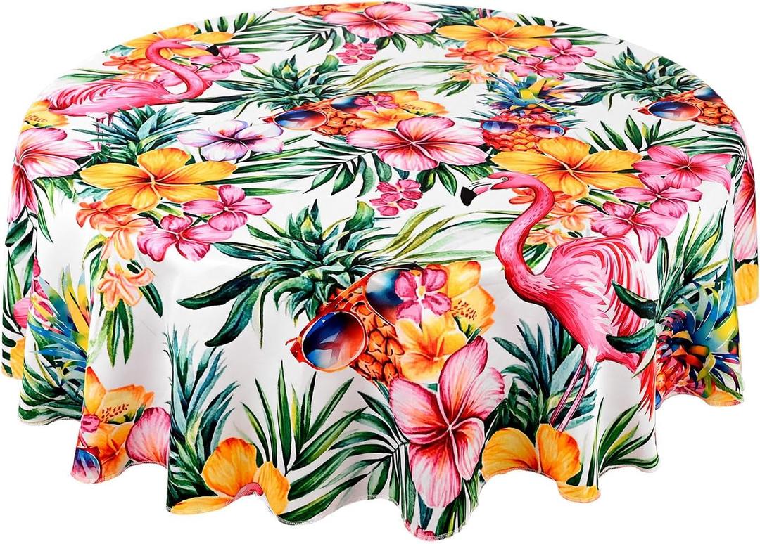 juniissl Tropical Pineapple Tablecloth Washable Round Table Cover for Kitchen Dining Decoration 60 Inch