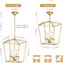 ANJIADENGSHI Vintage Lantern Pendant Light 4 Light Lantern Chandelier Farmhouse Gold Pendant Light for Kitchen Island Entryway Dining Room Hallway Bar Cafe(Bulbs Not Included)
