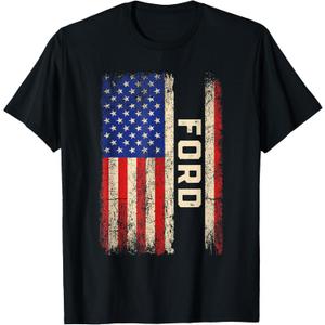 Ford Last Name Shirt Ford Name American Flag T-Shirt, Black 