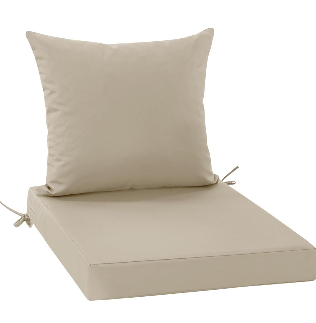 Ylymence Patio Furniture Cushions 24 x 24 Inch Waterproof and Fade Resistant Outdoor Chair Cushions with Removable Cover, White