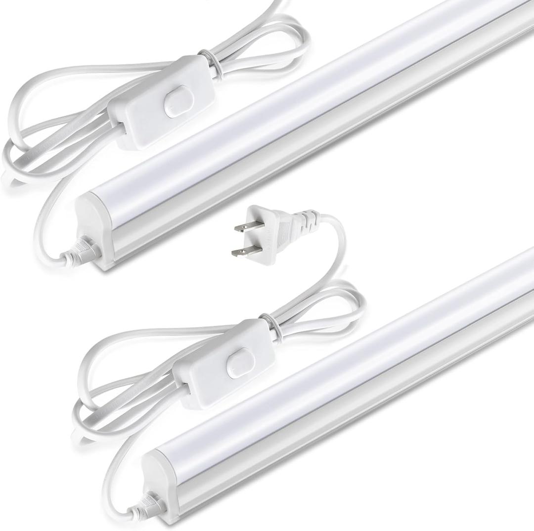 Pak LED Shop Lights, 4FT T5 Integrated Utility Fixture, 2300LM 6500K Cool White, 20W Energy Efficient Linkable LED Tube Lights for Garage, Workshop, Basement, FCC Certified, 2 Pack