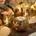 Gold Votive Candle Holders 12Pcs Assorted Gold Mercury Glass Votives Tealight Candle Holders for Table Centerpiece Wedding Bridal Shower Engagement Party Festival Holiday Home Decor