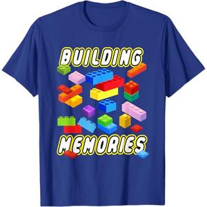 Building Memories Building Bricks Blocks Family Matching T-Shirt Royal Blue Small 