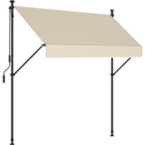 Manual Retractable Awning  78 Non-Screw Outdoor Sun Shade  Adjustable Pergola Shade Cover with UV Protection  100% Polyester Made Outdoor Canopy  Ideal for Any Window or Door Cream