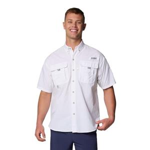 Columbia Mens PFG Bahama II Short Sleeve Fishing Shirt, White, Medium