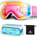 Freela Kids Ski Snowboard Goggles for Toddler(3-14) Youth Anti Fog Anti UV Goggles Girls Boys Snow Skiing Equipment (Revo Pink 60%vlt)
