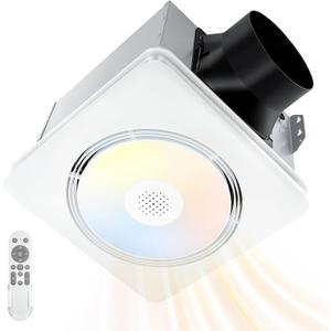 GROWNEER Powerful Oversize Bathroom Exhaust Fan with Light, 40W Bathroom Fan with Humidity Sensor, 110/160 CFM 1.0 Sone Exhaust Fan with Heater, 1800W Heating, 1500lm 2700K/4000K/5000K & Nightlight, 13.8 X 13.4 X 10.5 Inches